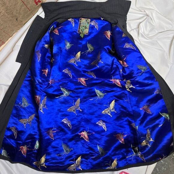 NEW Y2K 2OH pinstripe military steampunk butterfly lining peacoat jacket‎ S - Picture 8 of 13